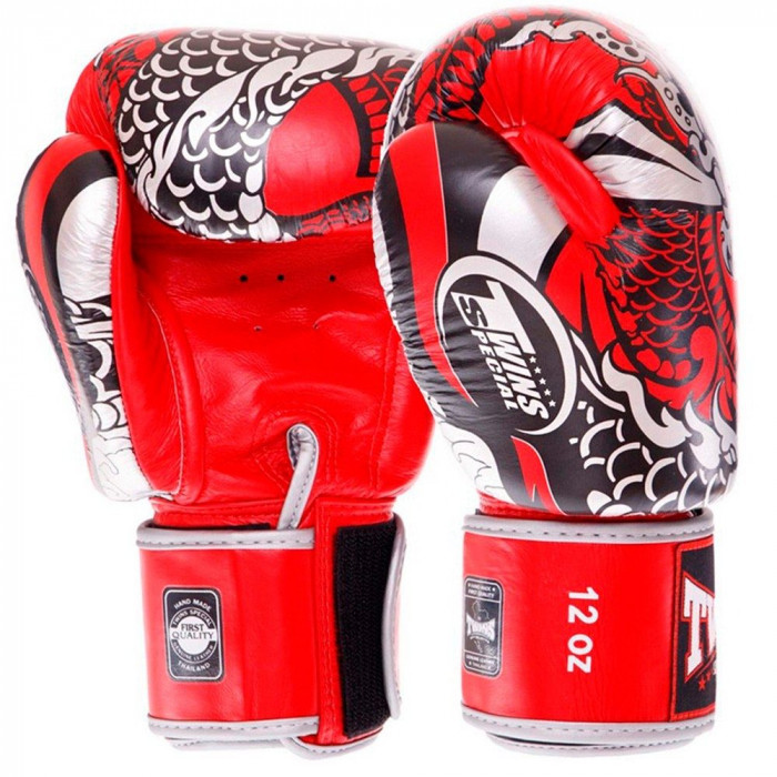 Боксерские перчатки Twins Special FBGV52 Dragon red silver 10 oz