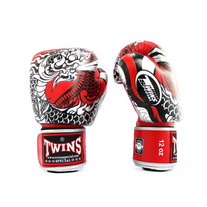 Боксерские перчатки Twins Special FBGV52 Dragon red silver 10 oz