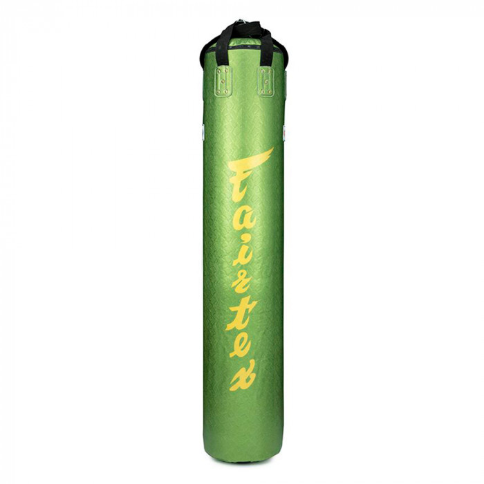 Боксерский мешок Fairtex HB6PY Green (gold silk screen) Banana Bag (БЕЗ НАПОЛНЕНИЯ)