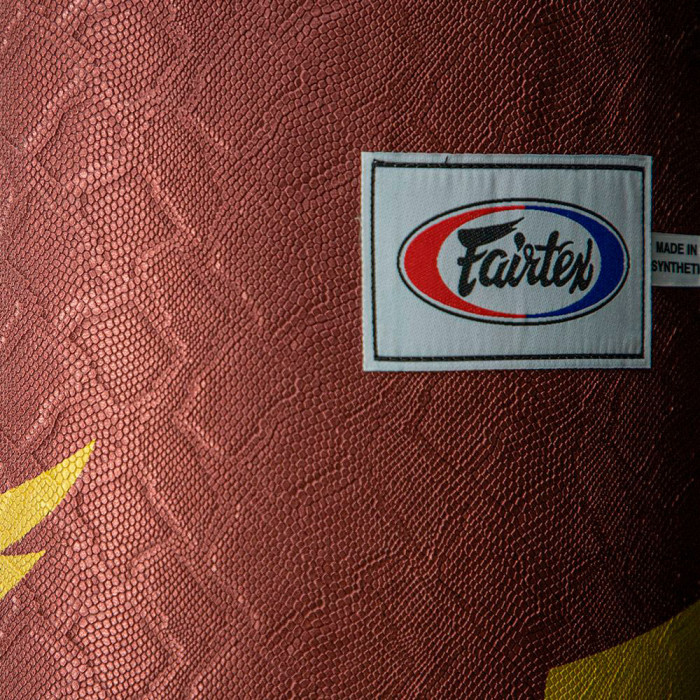 Боксерский мешок Fairtex HB6PY Red (gold silk screen) Banana Bag (БЕЗ НАПОЛНЕНИЯ)