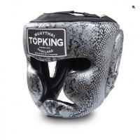 Боксерский шлем Top King Silver / Black "Snake Edition" Head Guard XL