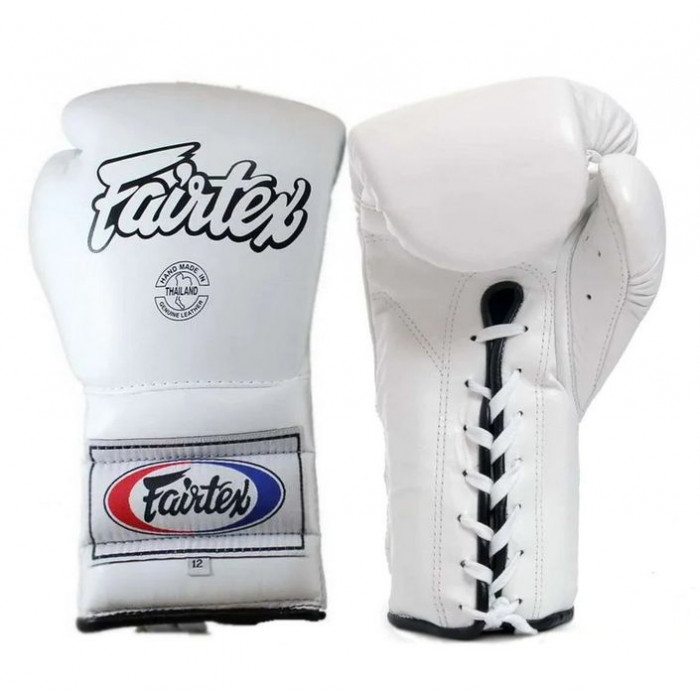 Боксерские перчатки на шнурке Fairtex BGL7 white 10 oz