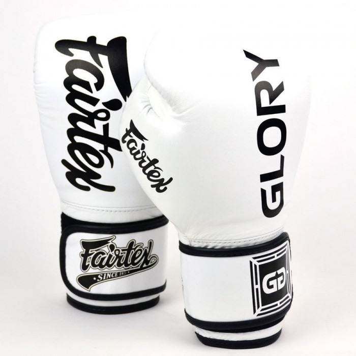 Боксерские перчатки турнира Glory Fairtex BGVG1 white 14 oz