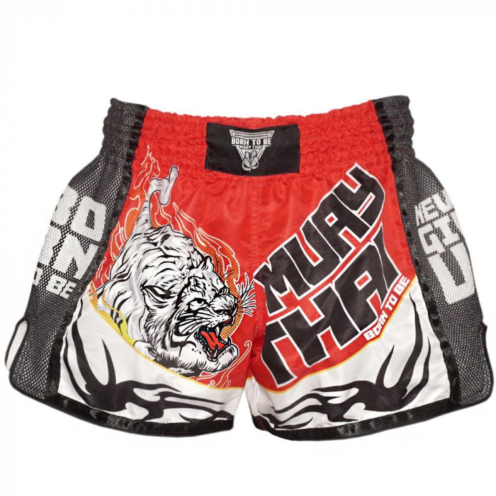 Шорты для бокса BORN TO BE TIGER WHITE-RED S
